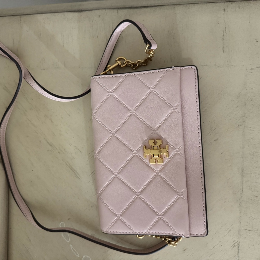 Tory Burch Light Pink Quilted Crossbody Bag